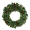Specialty Wreaths*Nearly Natural Pre-Lit Mixed Pine And Pinecone Artificial Christmas Wreath, 20-Inch, Clear Leds