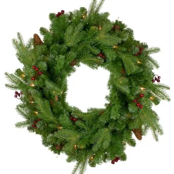 Pre-Lit Wreaths*Northlight Pre-Lit Mixed Winter Berry Pine Artificial Christmas Wreath - 24-Inch, Clear Lights