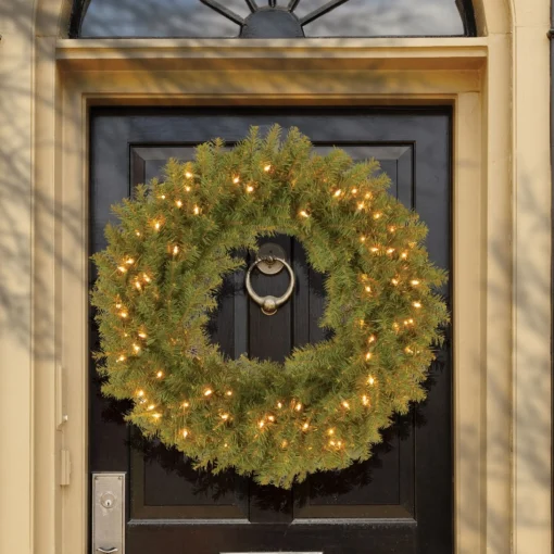 Pre-Lit Wreaths*National Tree Company Pre-Lit Norwood Fir Artificial Christmas Wreath, 30-Inch, White Led Lights