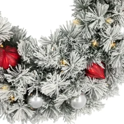 Traditional Pine Wreaths*Northlight Pre-Lit Snowy Bristle Pine Artificial Christmas Wreath, 30-Inch, Warm White Lights