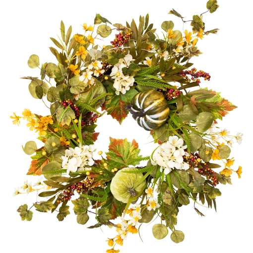 Northlight Pumpkins And Berries Artificial Fall Harvest Twig Wreath, 24-Inch, Unlit