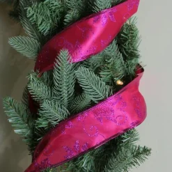 Ribbon*Northlight Purple And Pink Shimmering Wired Christmas Craft Ribbon 2.5