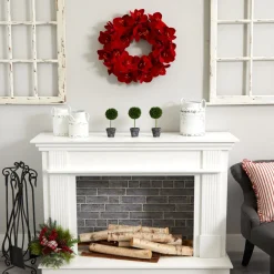 Specialty Wreaths*Nearly Natural Red Amaryllis Artificial Floral Christmas Wreath, 22-Inch, Unlit