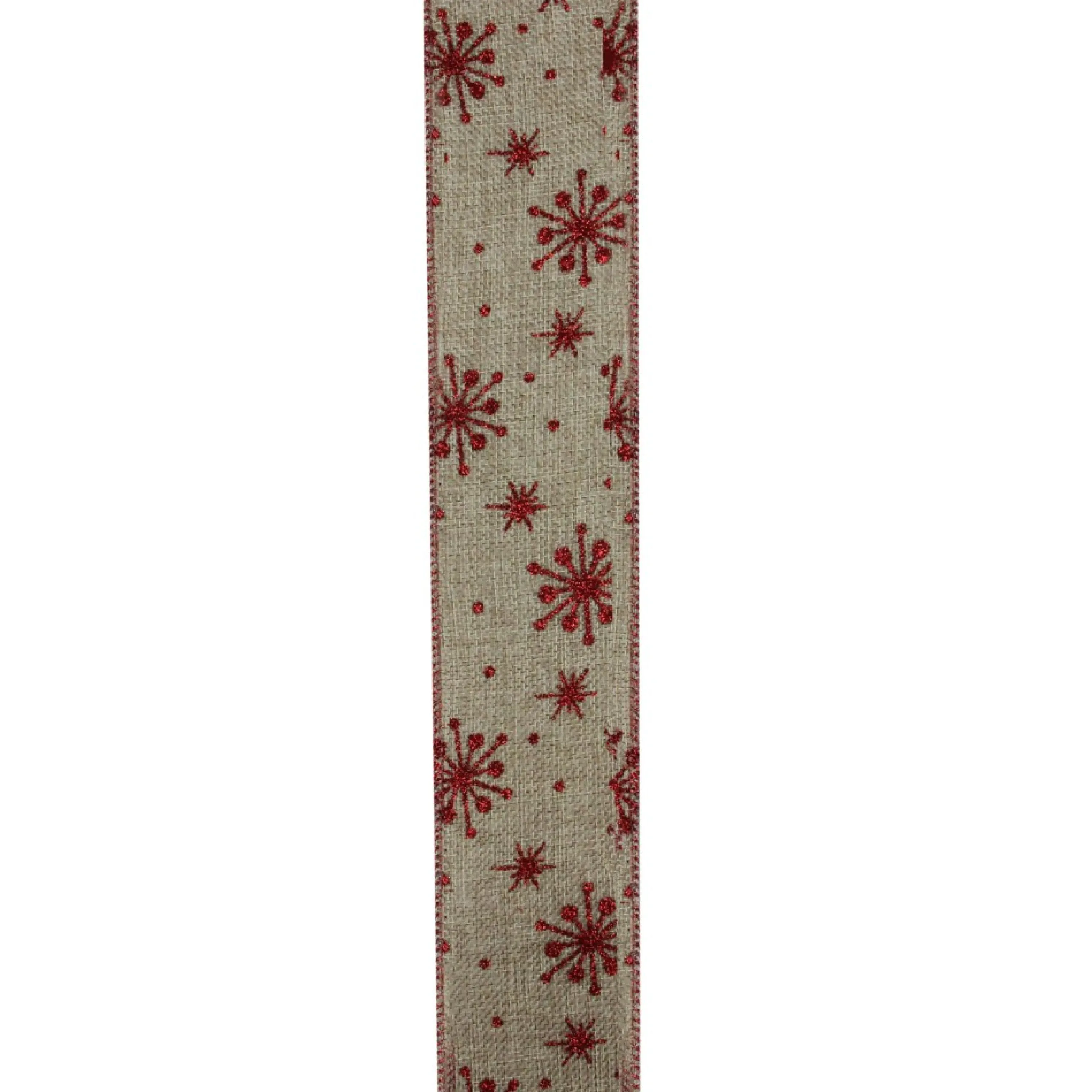 Ribbon*Northlight Red And Beige Snowflake Wired Christmas Craft Ribbon 2.5" X 10 Yards