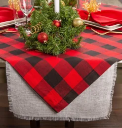 Linens*CC Home Furnishings Red And Black Buffalo Plaid Christmas Rectangular Tablecloth 60