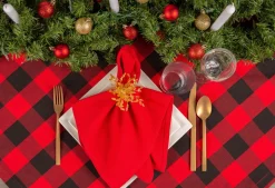 Linens*CC Home Furnishings Red And Black Buffalo Plaid Rectangular Christmas Tablecloth 60