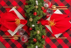 Linens*CC Home Furnishings Red And Black Buffalo Plaid Rectangular Christmas Tablecloth 60
