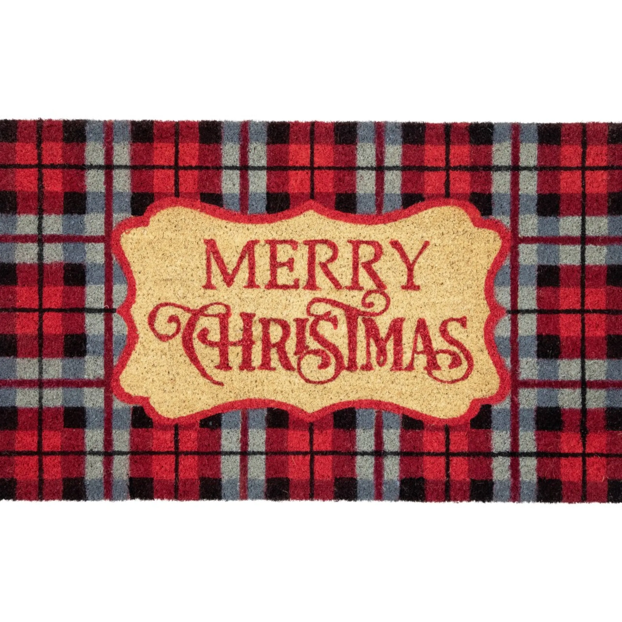 Wall & Door Decorations*Northlight Red And Black Plaid "Merry Christmas" Rectangular Doormat 18" X 30"