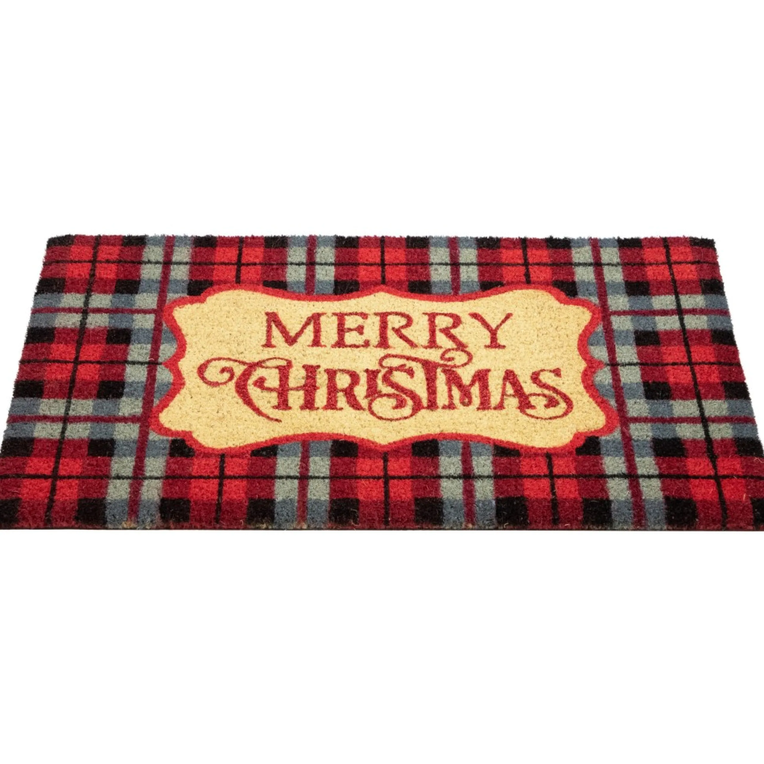 Wall & Door Decorations*Northlight Red And Black Plaid "Merry Christmas" Rectangular Doormat 18" X 30"
