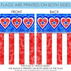 Toland Home Garden Red And Blue Hearts With Stripes Patriotic Outdoor House Flag 40