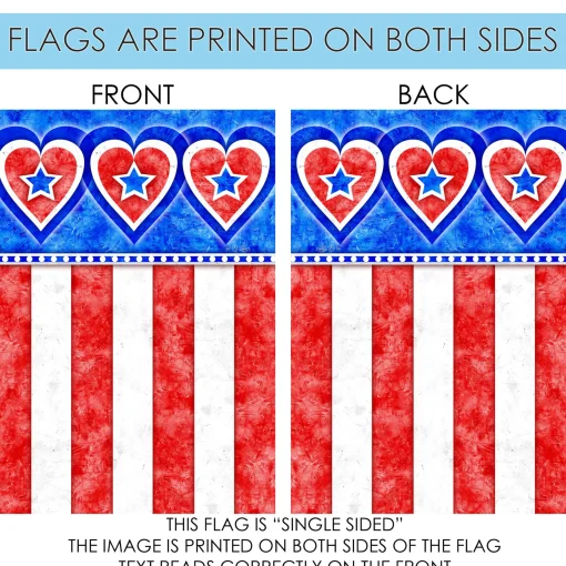 Toland Home Garden Red And Blue Hearts With Stripes Patriotic Outdoor House Flag 40" X 28"