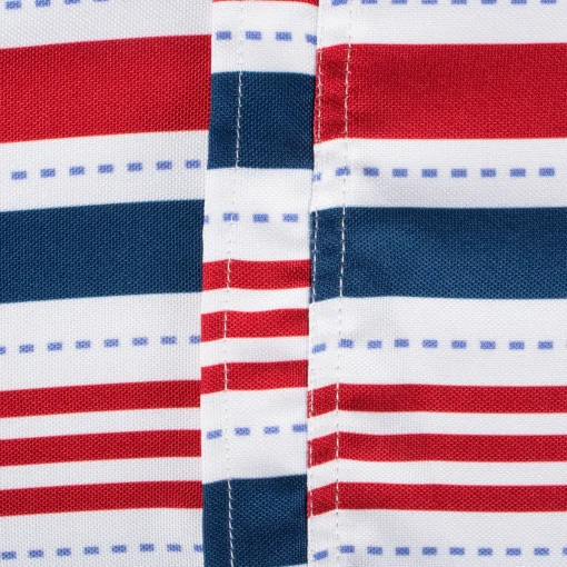 CC Home Furnishings Red And Blue Patriotic Striped Rectangular Tablecloth With Zipper 60" X 120"