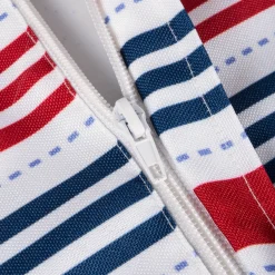 CC Home Furnishings Red And Blue Patriotic Striped Round Tablecloth With Zipper 52