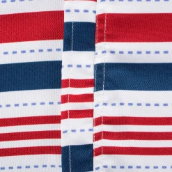 CC Home Furnishings Red And Blue Patriotic Striped Round Tablecloth With Zipper 52
