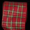 Ribbon*The Ribbon People Red And Gold Tartan Plaid Wired Craft Ribbon 5" X 40 Yards