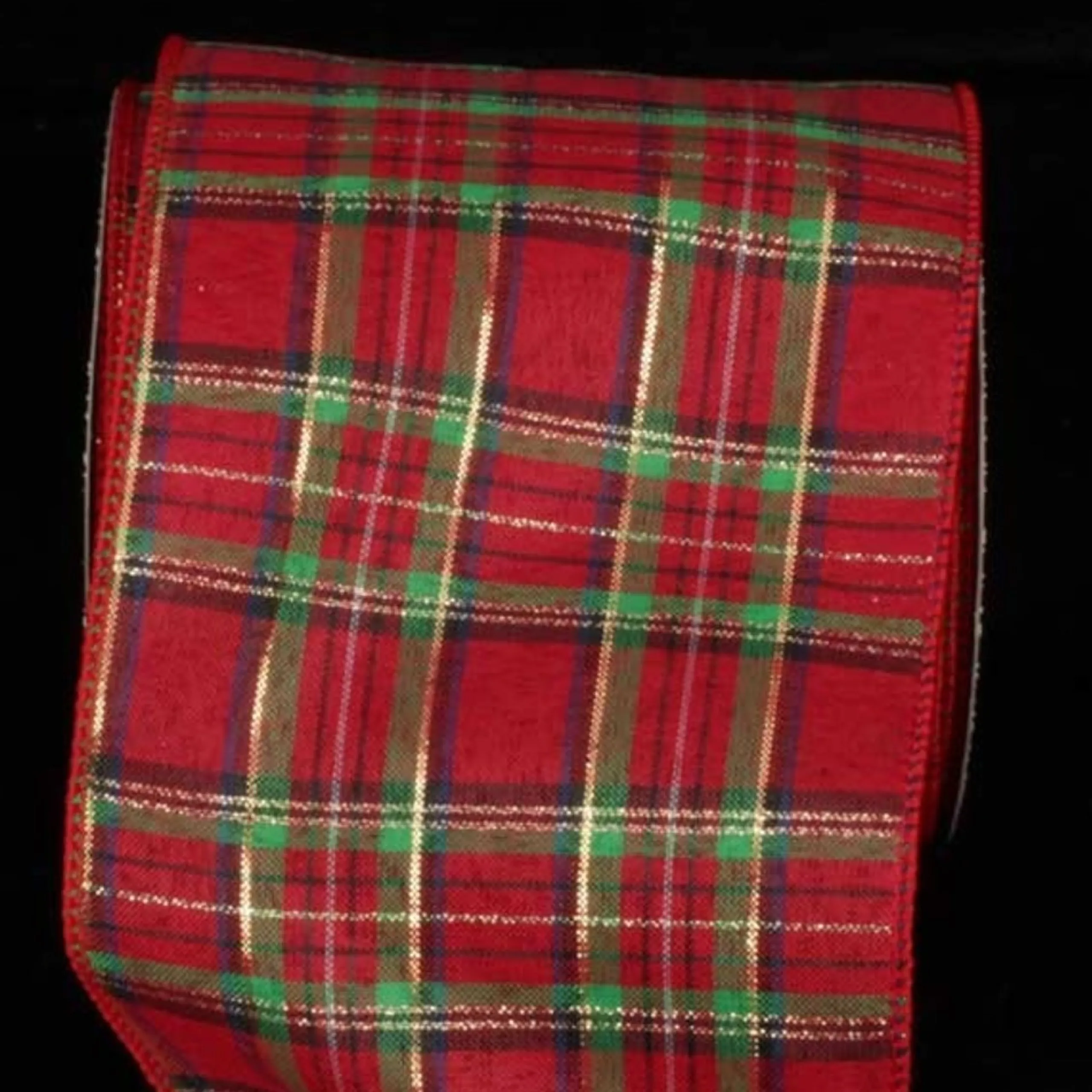 Ribbon*The Ribbon People Red And Gold Tartan Plaid Wired Craft Ribbon 5" X 40 Yards