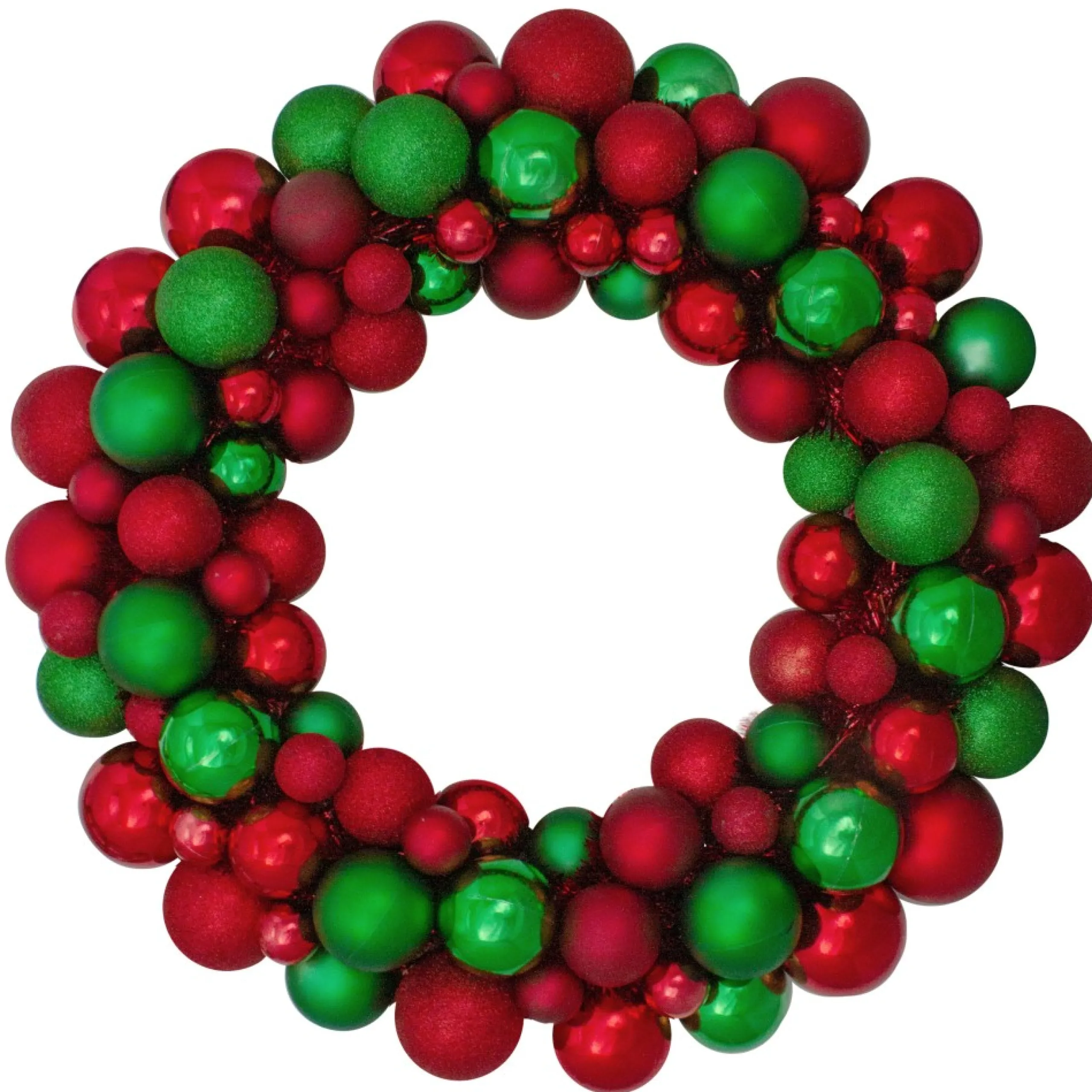 Shatterproof Ball Wreaths*Northlight Red And Green 3-Finish Shatterproof Ball Christmas Wreath - 24-Inch, Unlit