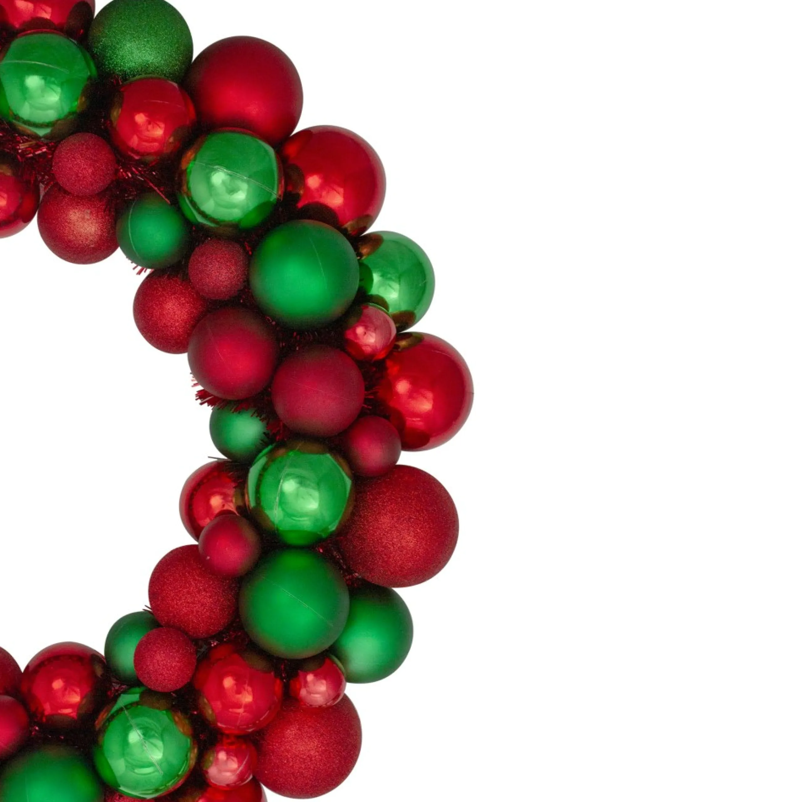 Shatterproof Ball Wreaths*Northlight Red And Green 3-Finish Shatterproof Ball Christmas Wreath - 24-Inch, Unlit