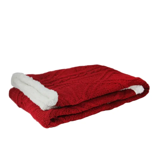 Pillows & Throws*Northlight Red And White Cable Knit Plush High Pile Fleece Throw Blanket 50" X 60"
