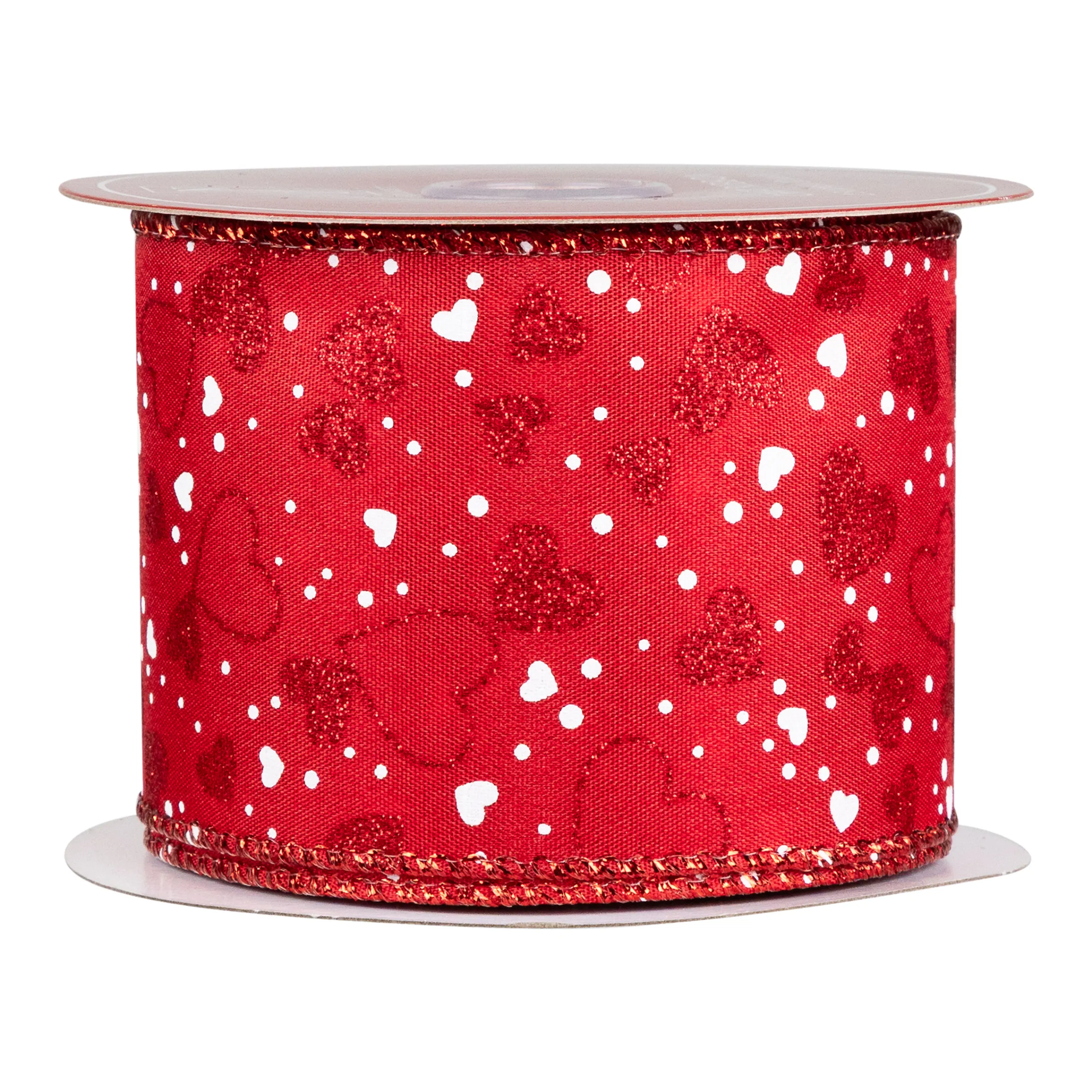 Northlight Red And White Hearts Valentine's Day Wired Craft Ribbon 2.5" X 10 Yards