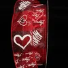 The Ribbon People Red And White "Love" Hearts Wired Craft Ribbon 1.5" X 40 Yards