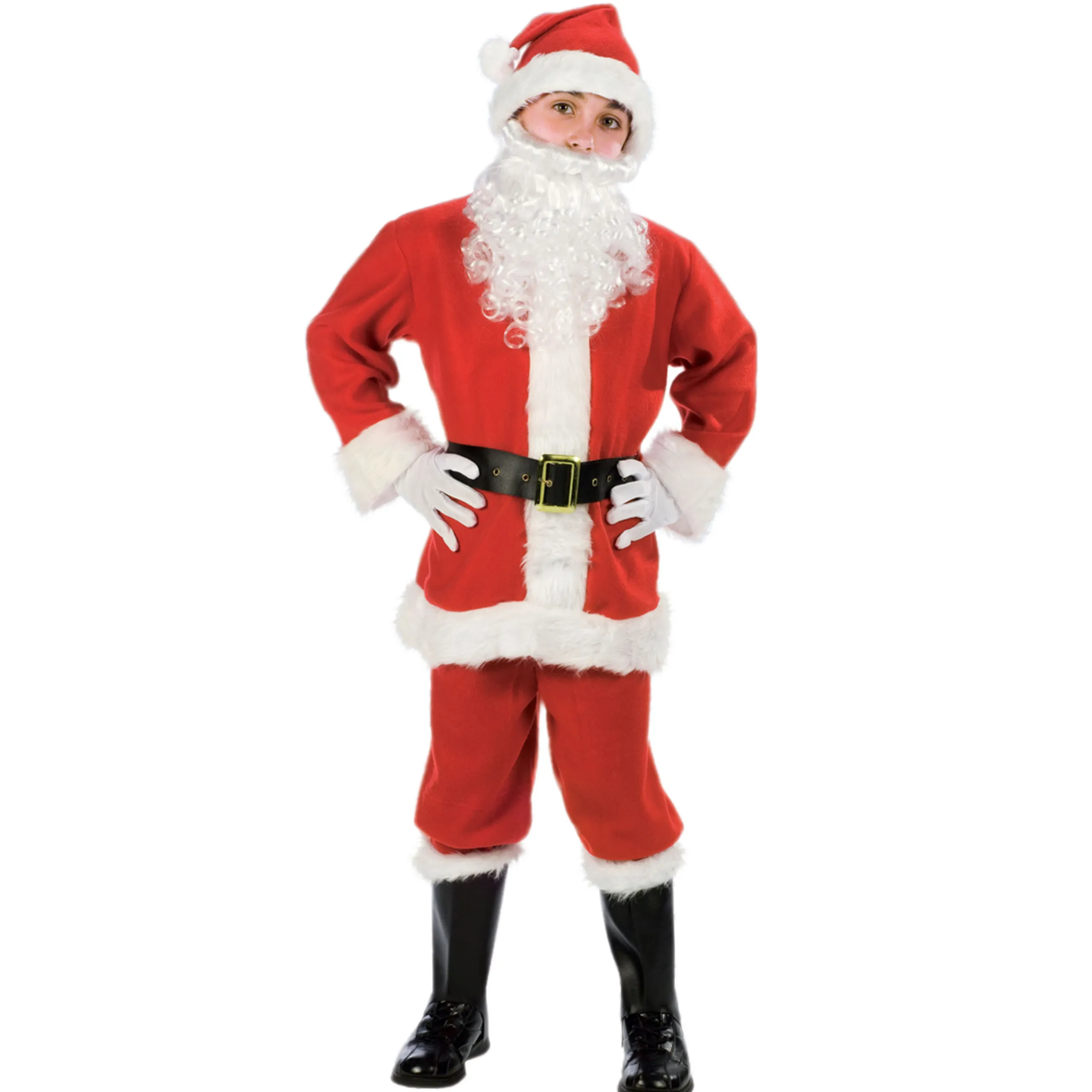 Fun World Red And White Santa Suit Plush Child Christmas Costume - Large