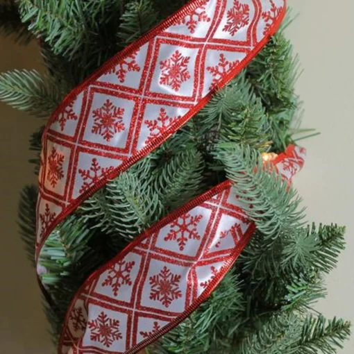 Ribbon*Northlight Red And White Snowflake Christmas Wired Craft Ribbon 2.5" X 10 Yards