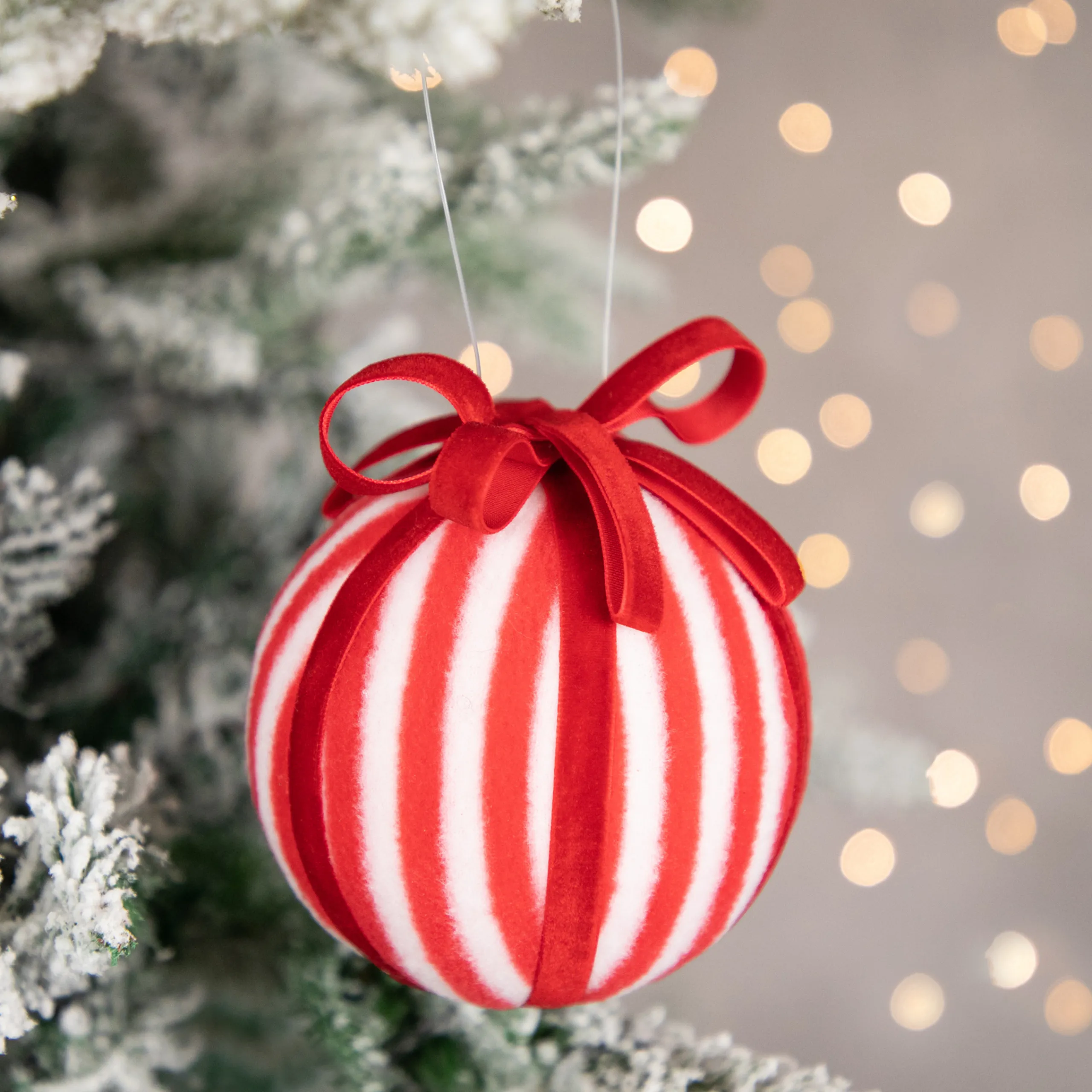 Northlight Balls>Red And White Striped Candy Cane Christmas Ball Ornament 4" (100Mm)