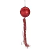 Allstate Finials>Red Glittered Christmas Ball Ornament With Tassels And Beads 12" (304.8Mm)