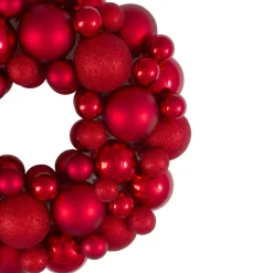 Shatterproof Ball Wreaths*Northlight Red Hot 3-Finish Shatterproof Ball Christmas Wreath - 13-Inch, Unlit