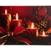 Wall & Door Decorations*Northlight Red Led Lighted Glitter Striped Candles With Poinsettia And Bow Christmas Wall Art 12" X 15.75"