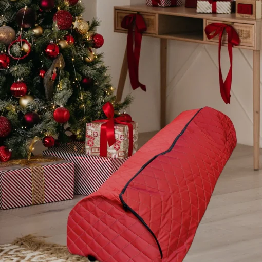 Tree Storage*Northlight Red Quilted Rolling Christmas Tree Storage Bag For Trees Up To 12Ft