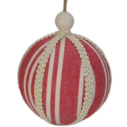Northlight Balls>Red Striped And Ribboned Christmas Ball Ornament 6.75" (170Mm)