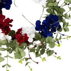 Northlight Red, White And Blue Hydrangea And Eucalyptus Patriotic Artificial Wreath