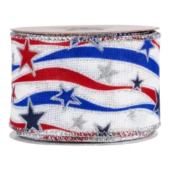 Northlight Red, White And Blue Striped Swirl Wired Patriotic Craft Ribbon 2.5In X 10 Yards