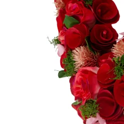 Northlight Red Wooden Rose Floral Heart Shaped Artificial Valentine's Day Wreath, 10-Inch