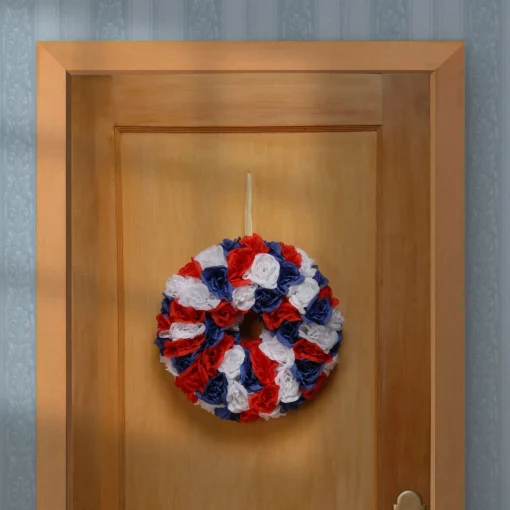 National Tree Company Rose Patriotic Spring Floral Wreath, 14-Inch