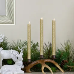 Candles & Holders*Northlight Set 2 Gold Glittered Flameless Led Taper Christmas Candles 11