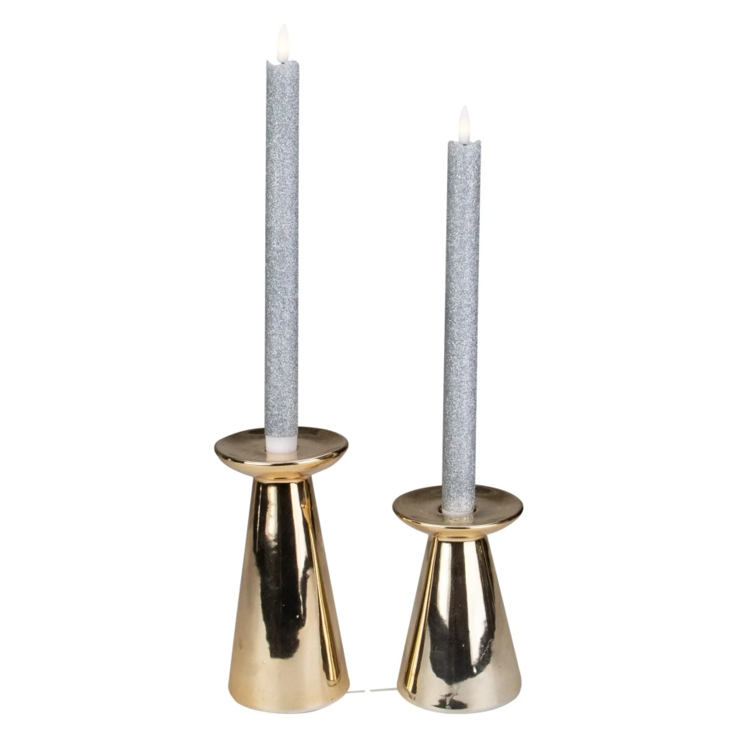 Candles & Holders*Northlight Set 2 Silver Glittered Led Flameless Taper Christmas Candles 11"