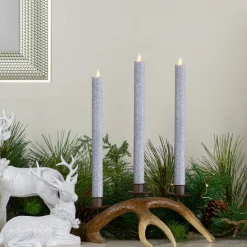 Candles & Holders*Northlight Set 2 Silver Glittered Led Flameless Taper Christmas Candles 11