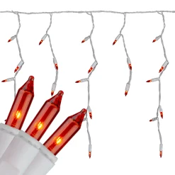 Hofert Set Of 100 Amber Orange Everglow Icicle Christmas Lights - White Wire