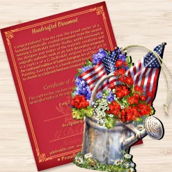 Designocracy Garden & Floral></noscript>Set Of 2 American Freedom Celebration Wooden Christmas Ornaments 5.5