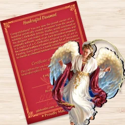 Designocracy Angels & Cherubs></noscript>Set Of 2 Angel Bringing Peace On Earth Wooden Ornaments 5.5