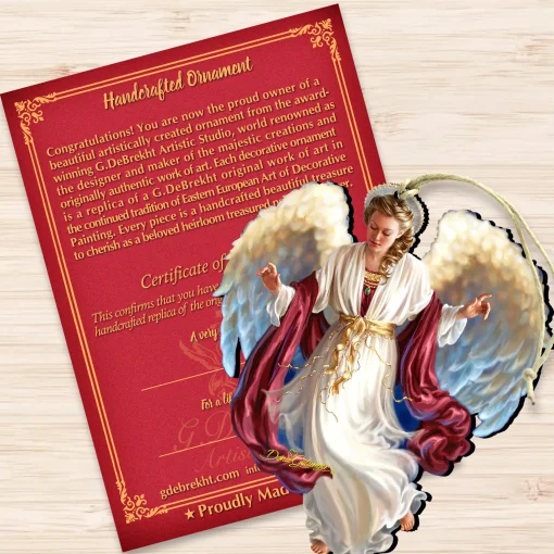 Designocracy Angels & Cherubs>Set Of 2 Angel Bringing Peace On Earth Wooden Ornaments 5.5"