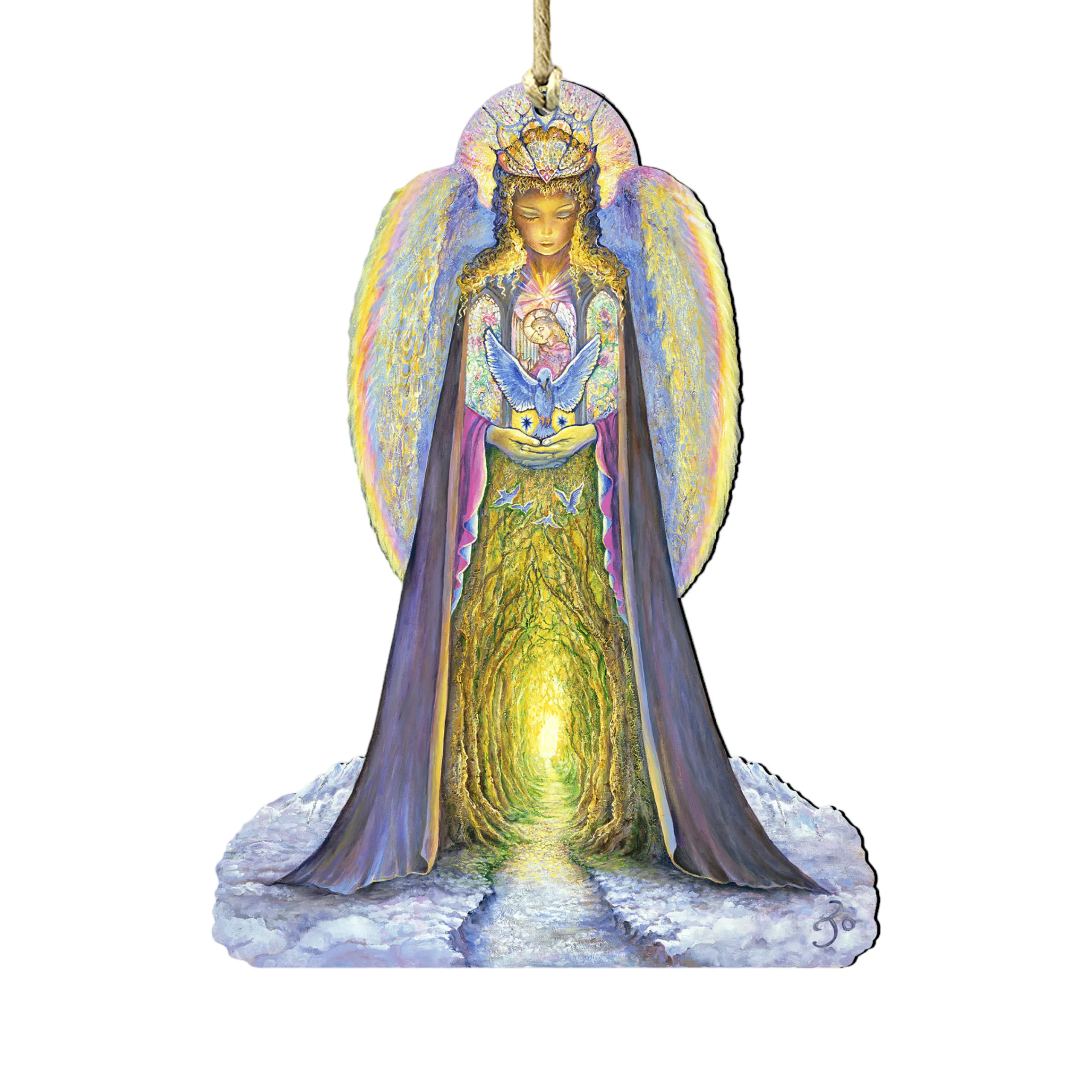 Designocracy Angels & Cherubs>Set Of 2 Angel Hands Of Love Wooden Christmas Ornaments 5.5"