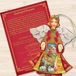 Designocracy Angels & Cherubs></noscript>Set Of 2 Angel With Mary And Joseph Wooden Christmas Ornaments 5.5