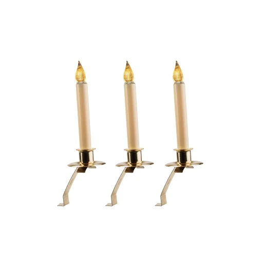 CC Christmas Decor Set Of 3 Battery Operated Led Gold Cambridge Slant Christmas Candle Lamps 12"