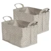 Contemporary Home Living Set Of 2 Beige And White Storage Bin 14"