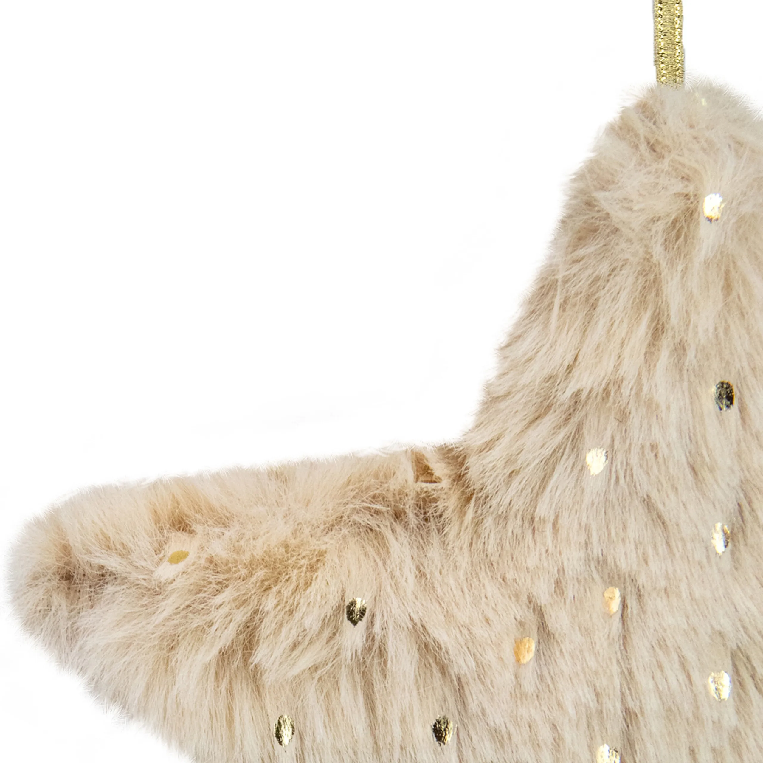 Northlight Stars>Set Of 2 Beige Faux Fur Star And Christmas Tree With Sequin Ornaments - 4.25"