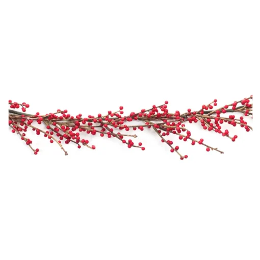 Berry Garland*Melrose Set Of 2 Berry Twig Artificial Christmas Garlands 5' X 9.5", Unlit